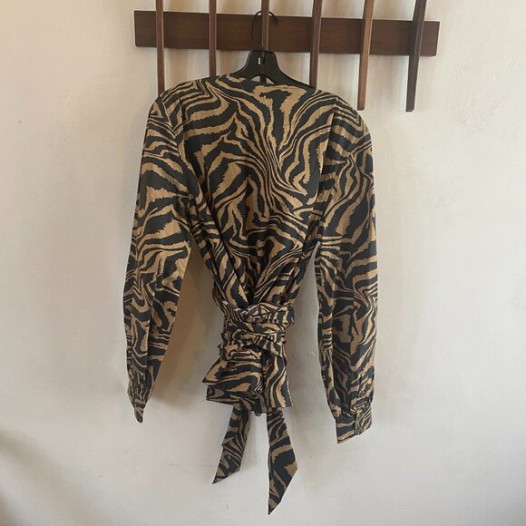 GANNI Zebra Print Wrap Top - Picture 2 of 9